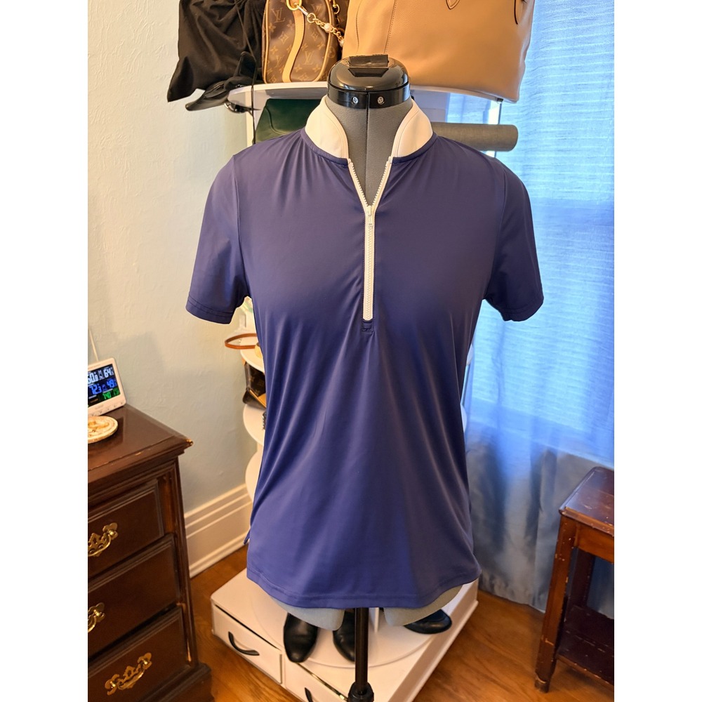 Smith & Quinn Performance Top Small Navy Blue Quarter Zip Short Sleeve Preppy